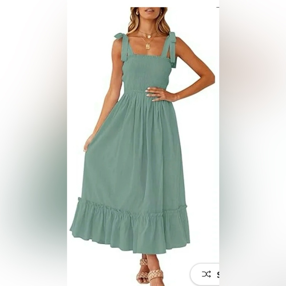 Elegant Green Midi Dress Size S